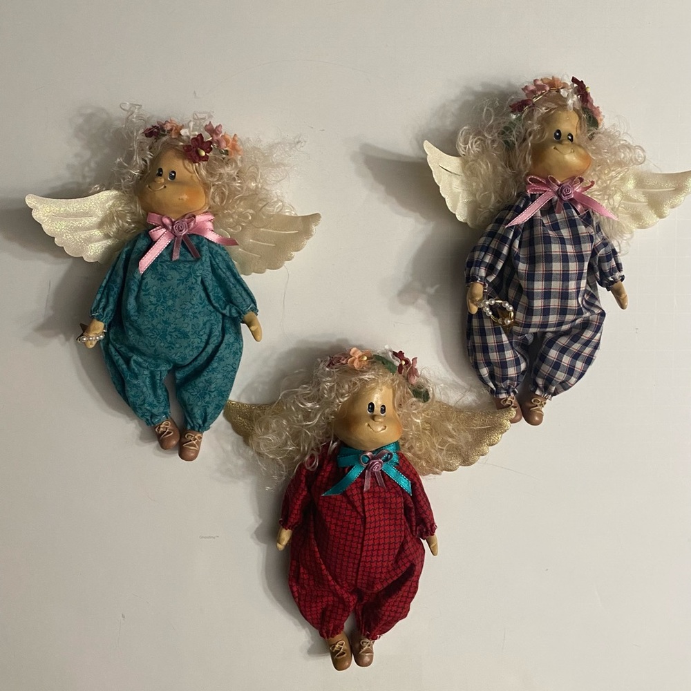 Set of 3 Angels Decor Handcrafted ceramic Holiday Decor Craft vintage